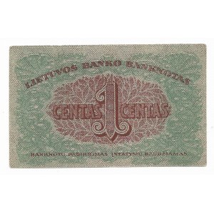 Litwa, 1 centas 1922, seria O - rzadki i piękny