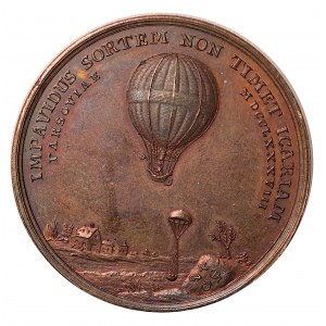 Medal, Pierwszy lot balonem nad Rzeczpospolitą - Blanchard Jean-Pierre (1789) - niczym lustrzanka