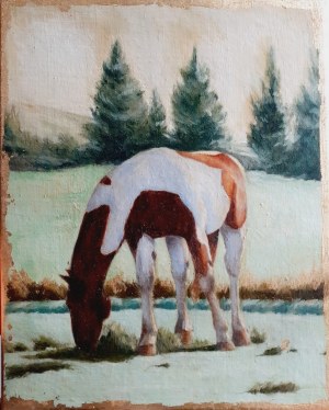Kaja Harnyś (ur. 1988), Koń na zielonej łące, 2022