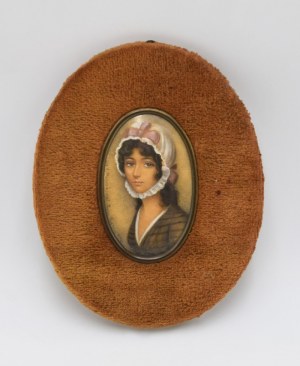 Anna JAXA-CHAMIEC (1913-2000), Portret kobiety w czepku - miniatura, 1974
