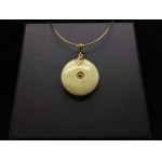 Unique and Splendid Amber Pendant with chain, shaped like a Doughnut