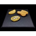 Antique Baltic amber brooch set x3 egg yolk tiger color