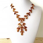Unique and Exquisite Amber Floral Necklace made from leaf like bead ornaments