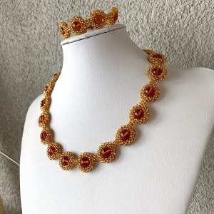 Marvellous Unique Vintage Amber Bracelet and Necklace set made from Round Amber beads