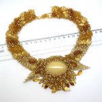 Amazing Unique Vintage Amber Floral Necklace made from leaf like bead ornaments