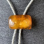 Leather Amber Pendant shaped like a Square