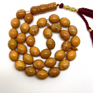 Antique Amber Tesbih made from Olive shaped Amber beads