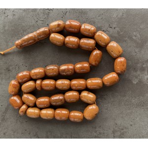 Antique Amber Tesbih made from Barrel shaped Amber beads