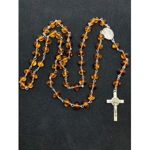 Vintage amber Catholic rosary 5 decades & cross