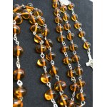Vintage amber Catholic rosary 5 decades & cross