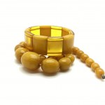 Alluring Vintage Bakelite Bracelet and Necklace set made from Olive shaped Bakelite beads