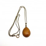 Staggering Vintage Amber Pendant with chain, shaped like a Drop