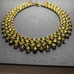 Outstanding Unique Vintage Amber Floral Necklace made from leaf like bead ornaments