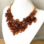 Stunning Amber Floral Necklace made from leaf like bead ornaments