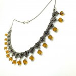 Impressive Vintage Amber Floral Necklace made from leaf like bead ornaments