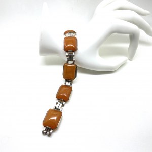Incredible Unique Vintage Amber Bracelet made from Hand Carved Amber beads