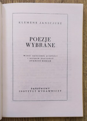 [Biblioteka Poetów] Janicjusz Klemens • Poezje wybrane