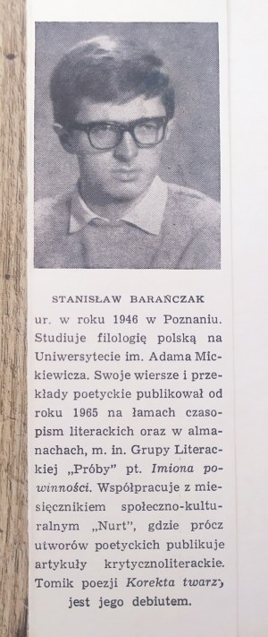 Barańczak Stanisław • Korekta twarzy [debiut!]