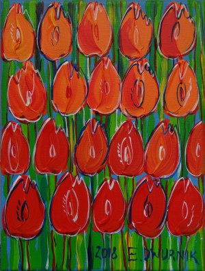 Edward Dwurnik, Pomarańczowe tulipany, 2018