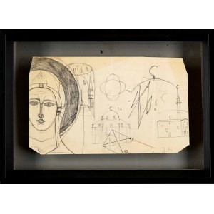 Jerzy Nowosielski (1923-2011), Głowa Madonny, szkice sakralne - praca dwustronna