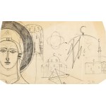 Jerzy Nowosielski (1923-2011), Głowa Madonny, szkice sakralne - praca dwustronna