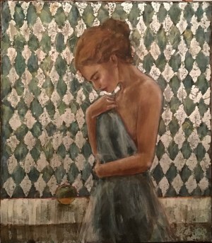 Monika Krzakiewicz, AKT W ZIELENI 70 x 80 cm.