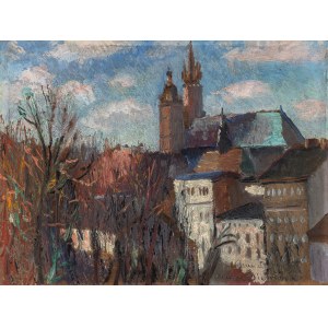 Henryk Dietrich (1889-1948), Widok na Kościół Mariacki w Krakowie, lata 30. XX w.