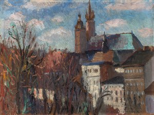 Henryk Dietrich (1889-1948), Widok na Kościół Mariacki w Krakowie, lata 30. XX w.