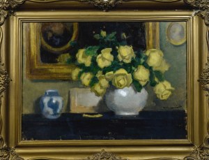 Alfons KARPIŃSKI (1875-1961), Martwa natura z żółtymi różami