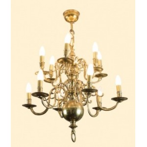 Żyrandol (A Dutch-style brass twelve-light chandelier)