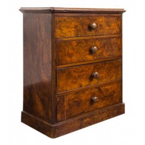 Komódka (A small Victorian burr-walnut chest of drawers)
