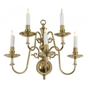 Cztery kinkiety (A set of four dutch-style brass five-branch wall-lights)