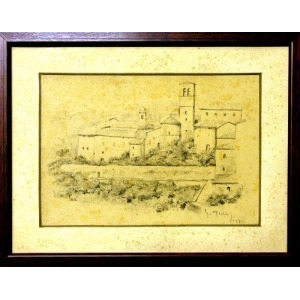 Asyż - 3 rysunki ołówkiem (A set of three signed pencil drawings of Assisi)