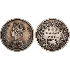 British India 2 Annas 1874 C