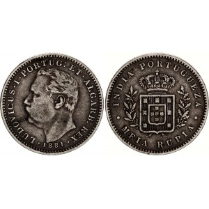 Portuguese India Goa 1/2 Rupia 1881