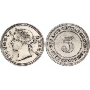 Straits Settlements 5 Cents 1891