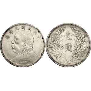 China Republic 1 Dollar 1920 (9) NGC AU Det Obv Damage