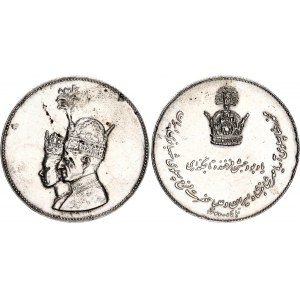 Iran Silver Coronation Medal Pahlavi Mohammad Reza Shah & Farah 1967 AH 1346