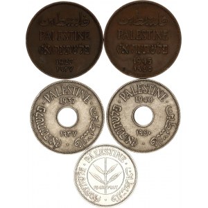 Palestine Lot of 5 Coins 1927 - 1945
