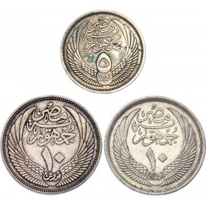 Egypt Lot of 5 & 10 Qirsh 1955 - 1957