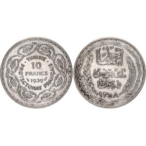 Tunisia 10 Francs 1939 AH 1358