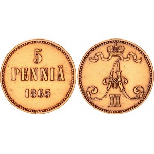Russia - Finland 5 Pennia 1865 Double Strike