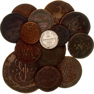 Russia Lot of 14 Coins 1731 - 1901