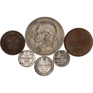 Russia Lot of 6 Coins 1823 - 1916