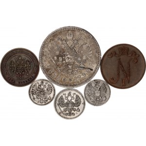 Russia Lot of 6 Coins 1823 - 1916