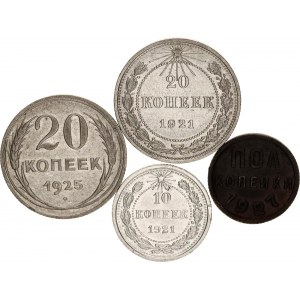 Russia - RSFSR 1/2 - 10 - 20 - 20 Kopeks 1921 - 1927