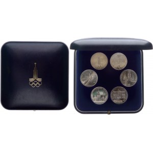 Russia - USSR 6 x 1 Rouble 1977 - 1980 with Original Case