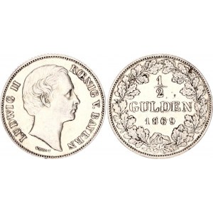German States Bavaria 1/2 Gulden 1869