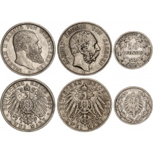 Germany - Empire 2 x 2 Mark & 50 Pfennig 1877 - 1907