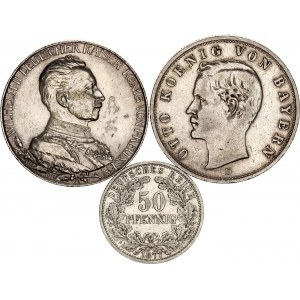 Germany - Empire 50 Pfennig & 2 x 2 Mark 1877 - 1913